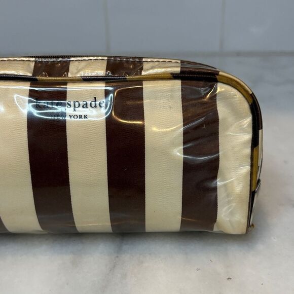 Kate Spade Striped Travel Cosmetic Case Pouch Clutch - Picture 3 of 16